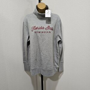 FSU Florida Seminoles Funnel Neck Embroidered Gray Sweatshirt Womens XL Fleece